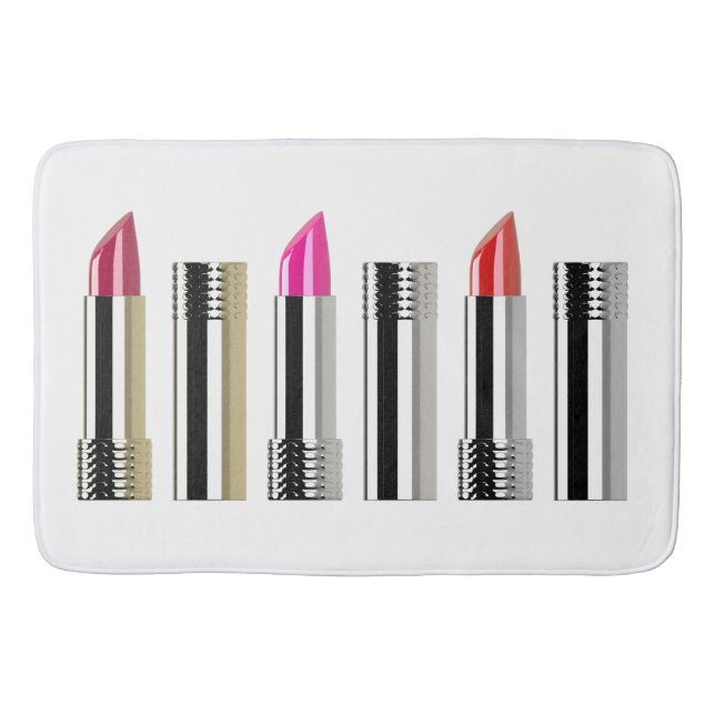 Lipstick-skönhetsmetologi silver rosa vit badrumsmatta (Framsidan)