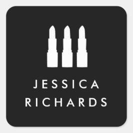 Lipstick Trio Black/White Makeup Artist Stickers Fyrkantigt Klistermärke