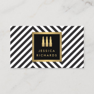 Lipstick Trio Logotyp Black/White Mönster Beauty Visitkort