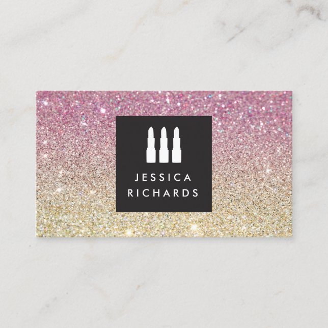 Lipstick Trio Logotyp för Freelance Makeup Artist  Visitkort (Framsida)