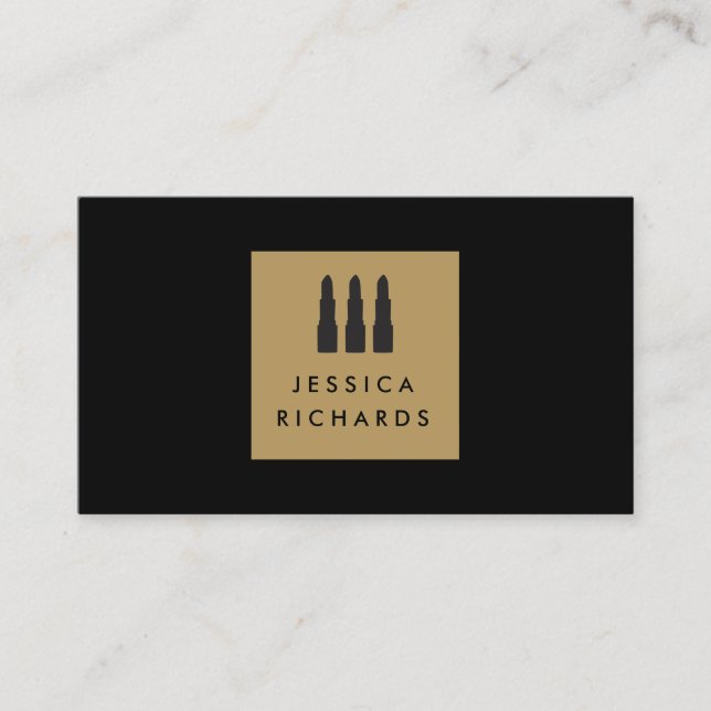 Lipstick Trio Logotyp för Freelance Makeup Artist  Visitkort (Framsida)