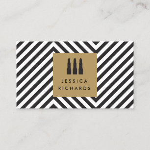 Lipstick Trio-Logotyp med Retro Black/White Mönste Visitkort