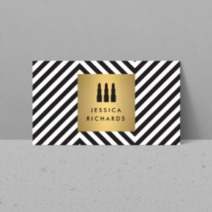 Lipstick Trio-Logotyp på Retro Black/White Mönster Visitkort