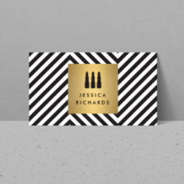 Lipstick Trio-Logotyp på Retro Black/White Mönster Visitkort