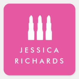 Lipstick Trio Rosa Makeup Artist Stickers Fyrkantigt Klistermärke