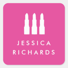 Lipstick Trio Rosa Makeup Artist Stickers Fyrkantigt Klistermärke