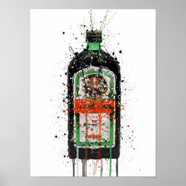 Liqueur Bottle Wall Art Print 'Green Ink'  Poster (Framsidan)
