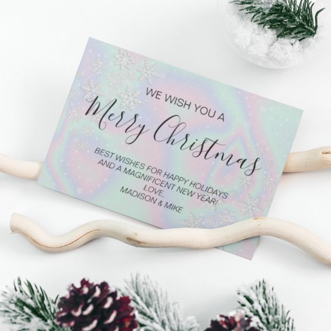 Liquid Faux HoloGraph Struktur Snöflingor Julkort (Skapare uppladdad)