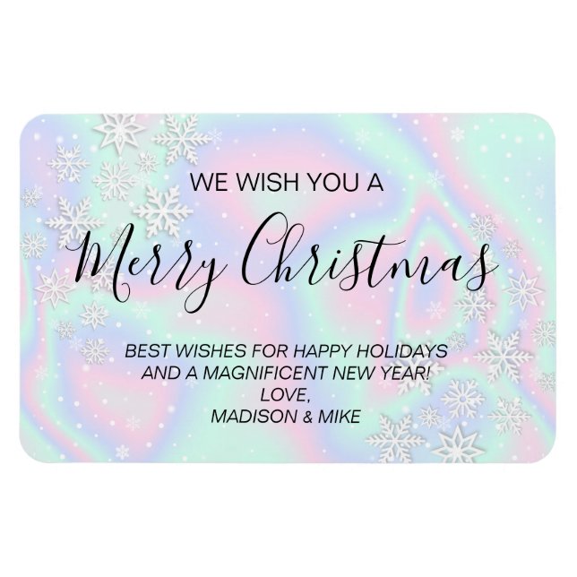 Liquid Faux HoloGraph Struktur Snöflingor Magnet (Horisontell)