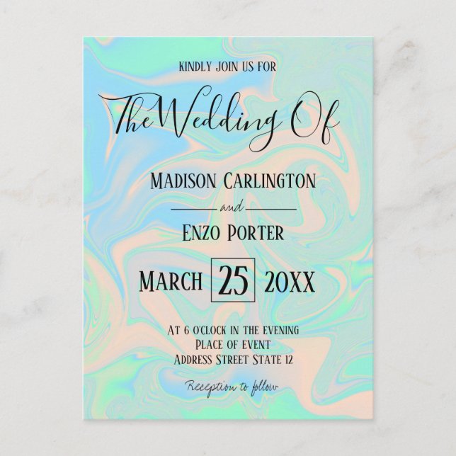 Liquid faux holographic iridescent texture vykort (Framsida)