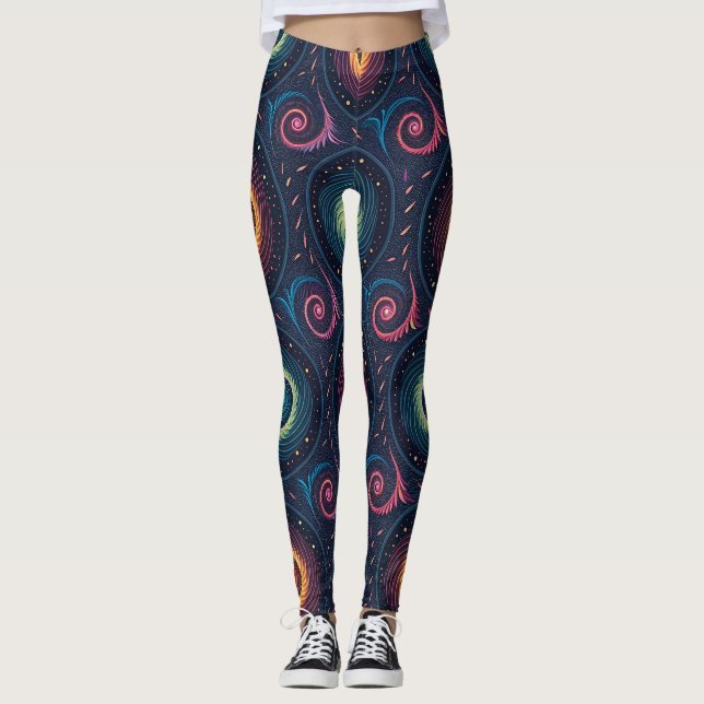 Liquid Galaxy Illusion | Sömlös Surrealistisk Grad Leggings (Framsida)