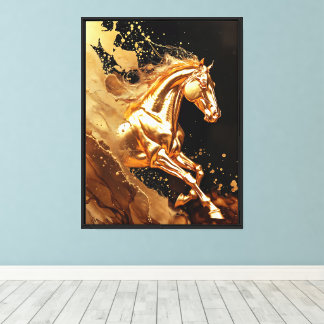 Liquid Gold Galopperande Häst Canvas