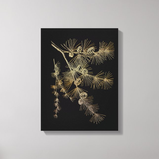Liquid Gold pine tree branch Plants nature art  Canvastryck (Framsida)