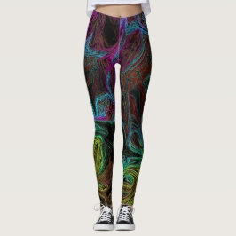 Liquid Graffiti Glowing Gult Leggings