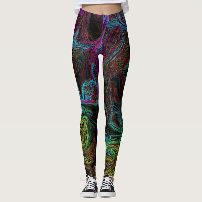 Liquid Graffiti Glowing Gult Leggings (Framsida)