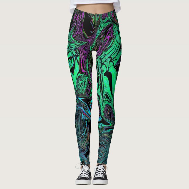 Liquid Graffiti Grönt Leggings (Framsida)