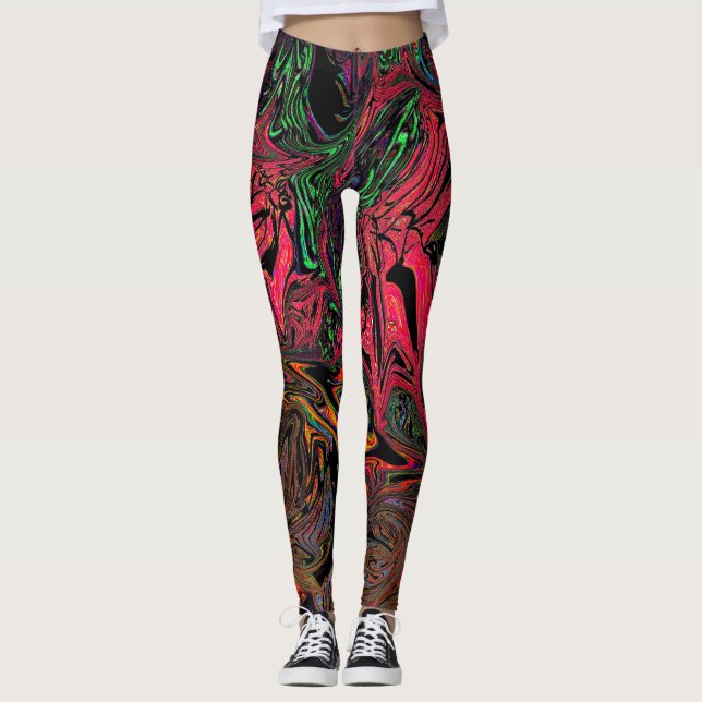 Liquid Graffiti Red Leggings (Framsida)