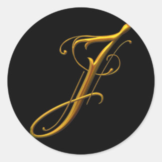 Liquid Guld J monogram Runt Klistermärke