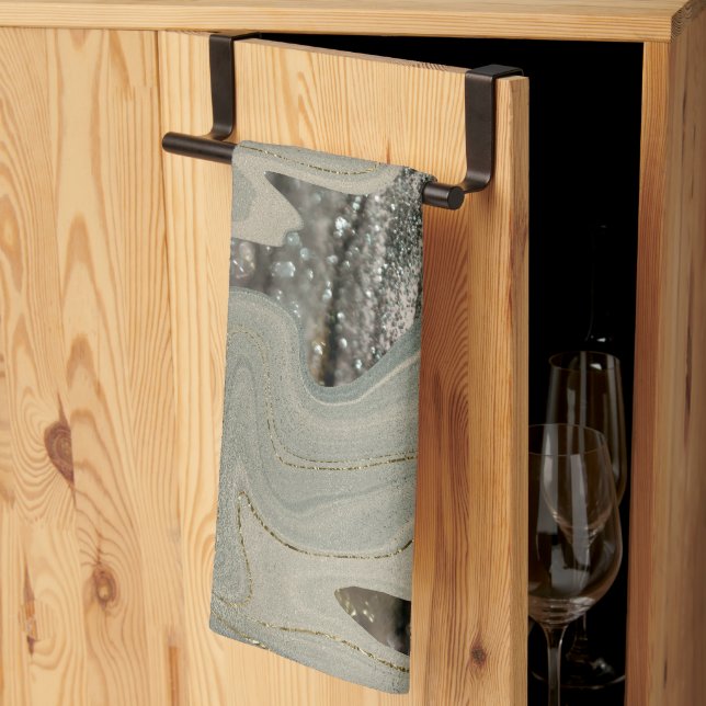 Liquid Marble Wave Glitter Glam 1 Kökshandduk (Thirds Fold)