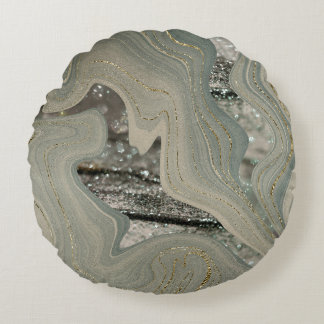 Liquid Marble Wave Glitter Glam 1 Rund Kudde