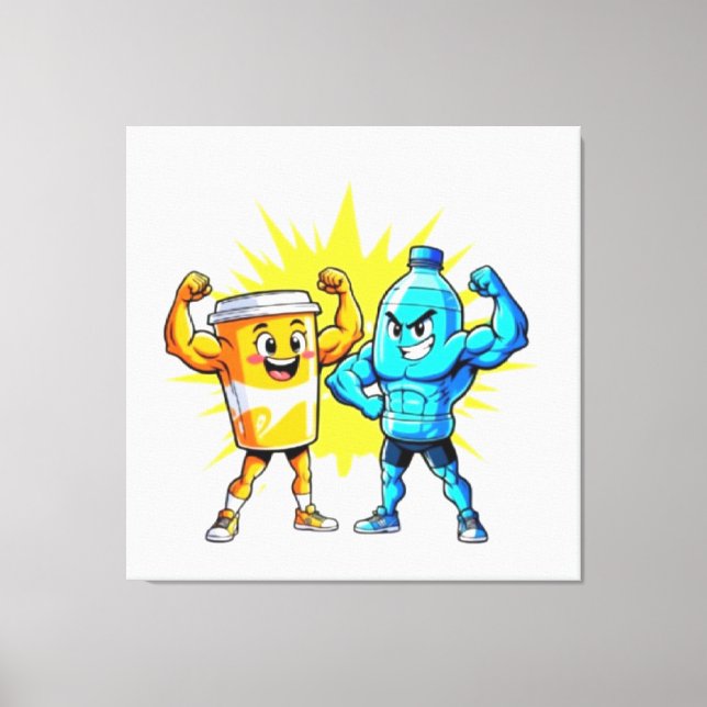 Liquid Strength – Funny Juice & Water Muscle Desig Canvastryck (Framsida)