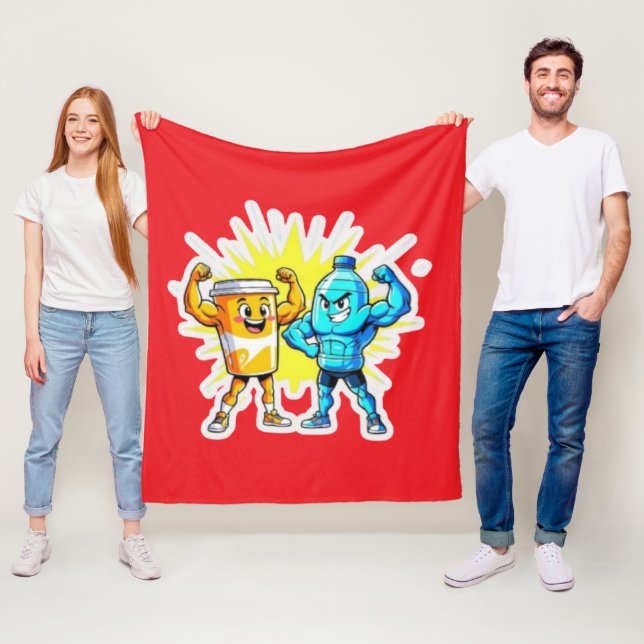 Liquid Strength – Funny Juice & Water Muscle Desig Fleecefilt (På plats)