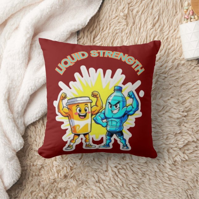 Liquid Strength – Funny Juice & Water Muscle Desig Kudde (Filt)