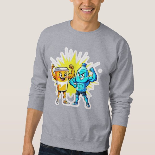 Liquid Strength – Funny Juice & Water Muscle Desig Lång Ärmad Tröja (Framsida)