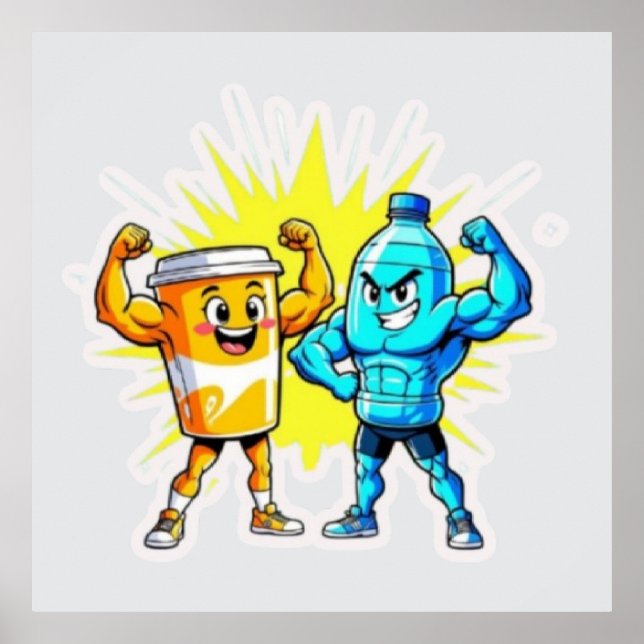 Liquid Strength – Funny Juice & Water Muscle Desig Poster (Framsidan)