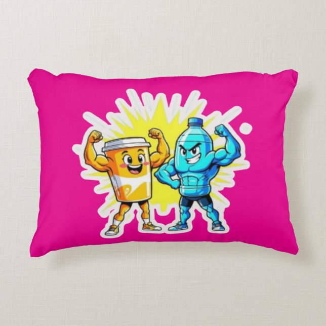 Liquid Strength – Funny Juice & Water Muscle Desig Prydnadskudde (Framsidan)