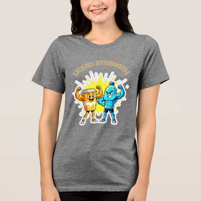 Liquid Strength – Funny Juice & Water Muscle Desig T Shirt (Framsida)