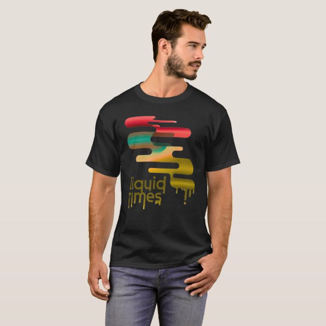"Liquid Times" Abstrakt Smältande Grafisk T-Shirt (Hel framsida)