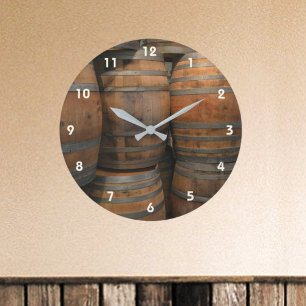 Liquor Barrel Kegs of Wood Photographic Pub Stor Klocka