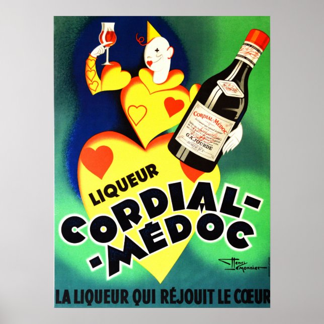 LIQUOR CORDIAL MEDOC Reklam Fransk Art Deco Poster (Framsidan)