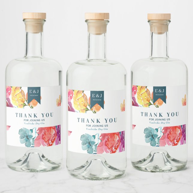 Liquor Flaska-etikett för Bright-sommaren "Tack" Spritflaskor Etikett (Flaskor)