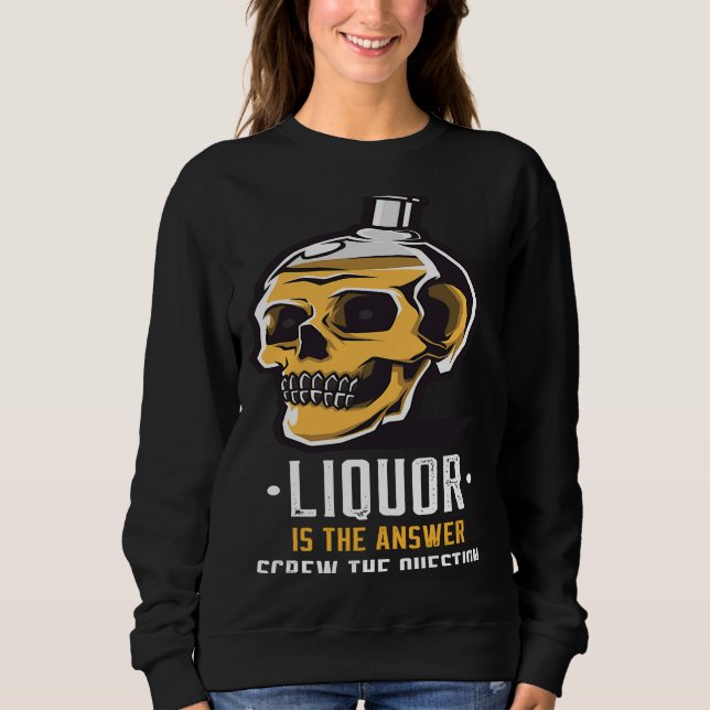 Liquor is the Answer Skull Graphic T Shirt (Framsida)