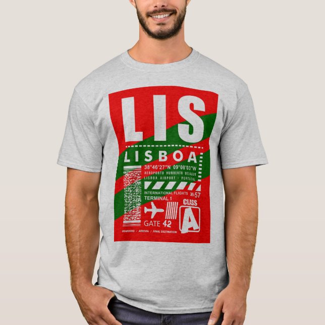 LIS Lissabon flygplats T Shirt (Framsida)