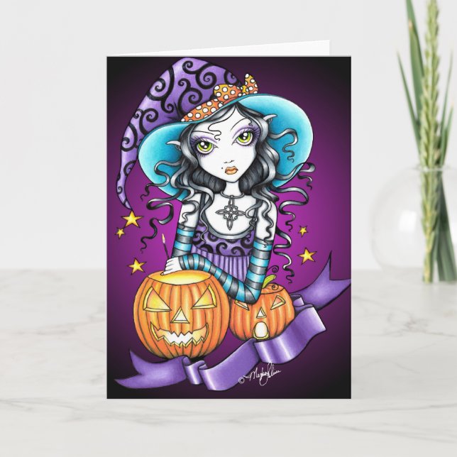 Lisa Gothic Halloween Witch Card Kort (Framsida)