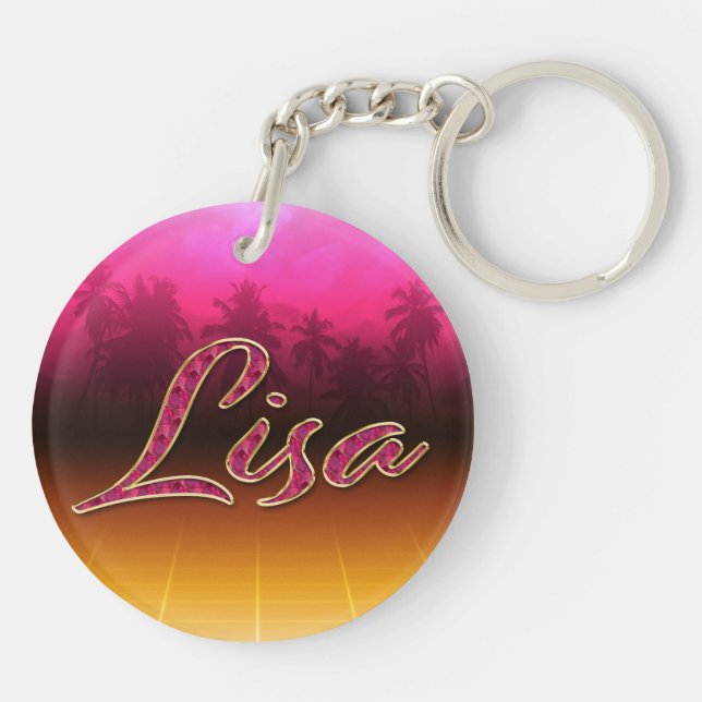 Lisa Vorname Name golden pink Schlüsselanhänger (Baksidan)