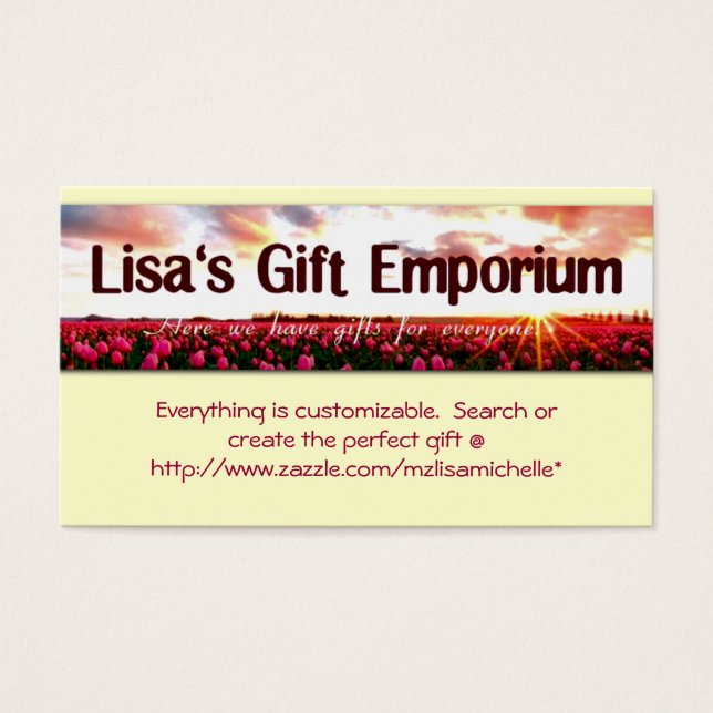 Lisa's Gift Emporium - Monogram-butiksprofilkort Visitkort (Framsidan)