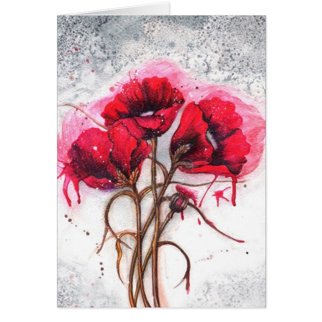 Lisa's Red Poppies Hälsningskort (Framsidan)