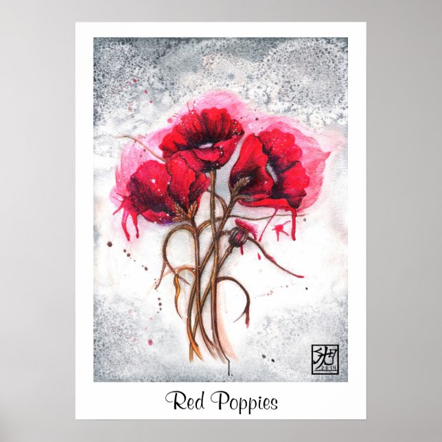 Lisa's Red Poppies Print Poster (Framsidan)
