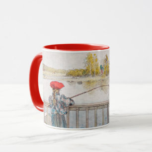 Lisbet Fishing by Carl Larsson, Vintage Fine Art Mugg