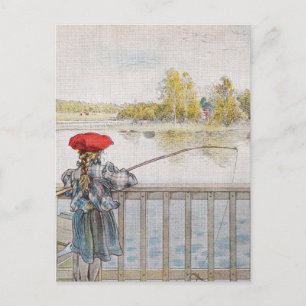 Lisbeth a Little Girl Fishing by Carl Larsson Vykort