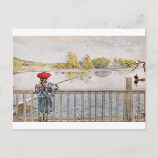 Lisbeth Fishing by Carl Larsson Vykort (Framsida)