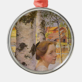 Lisbeth vid Birch Grove (vacker ung flicka) Julgransprydnad Metall