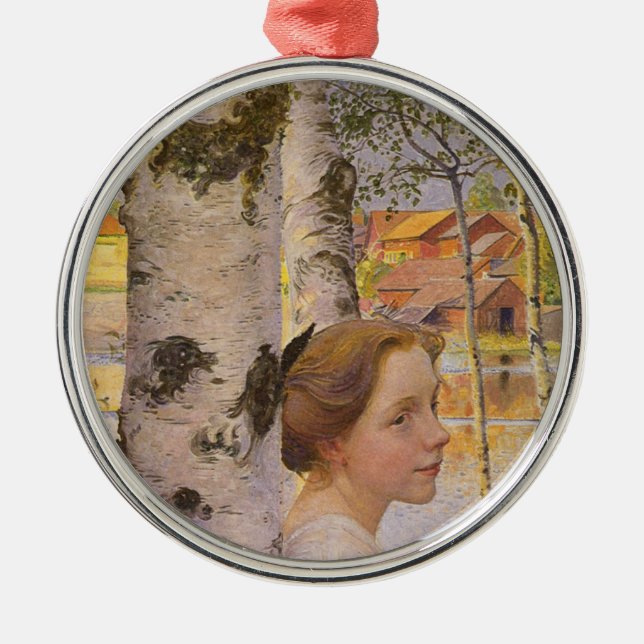 Lisbeth vid Birch Grove (vacker ung flicka) Julgransprydnad Metall (Framsidan)