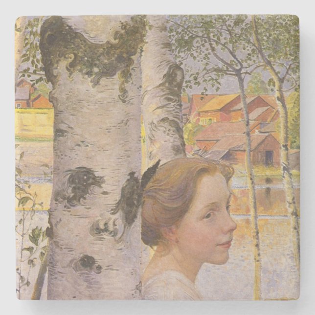 Lisbeth vid Birch Grove (vacker ung flicka) Stenunderlägg (Framsidan)