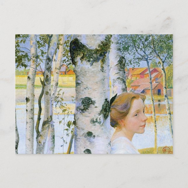 Lisbeth vid Birch Träd Vykort (Framsida)