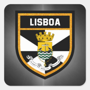 Lisboa Flagga Fyrkantigt Klistermärke